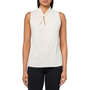imageAnne Klein Womens Moss Crepe Sl Twist Neck W KeyholeWhite Dove