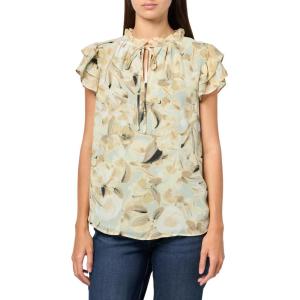imageAnne Klein Womens Ruffle SLV Tie BlouseSoft Aloe Multi