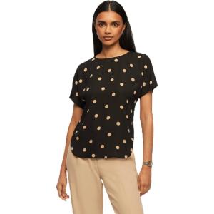 imageAnne Klein Womens Short Sleeve Polka Dot TopBlackOff WhiteLatte