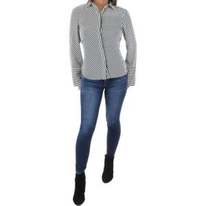 imageAnne Klein Womens SlitCuff Stripe BlouseAnne BlackAnne White