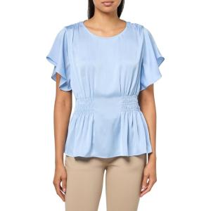 imageAnne Klein Womens Smocked Waist Flutter SLV BlouseSurf Blue