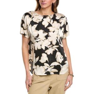 imageAnne Klein Womens Ss Blouse W Bateau NecklineAnne Black Multi
