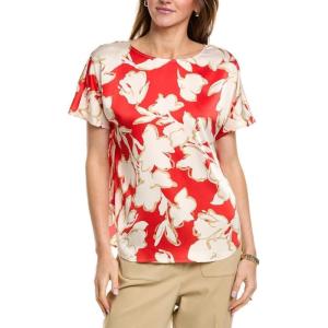 imageAnne Klein Womens Ss Blouse W Bateau NecklinePoppy Multi