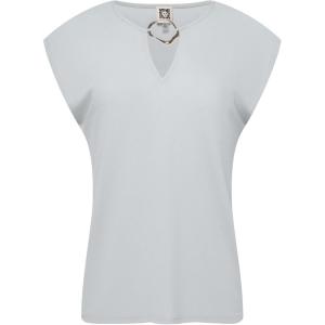 imageAnne Klein Womens Textured Knit Crepe Ext Shldr Keyhole toSoft Aloe