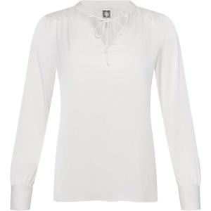imageAnne Klein Womens Tie Neck Ls Blouse W Stand CollarWhite Dove