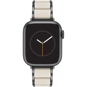 imageAnne Klein Rubberized Fashion Bracelet for Apple Watch Secure Adjustable Apple Watch Replacement Band Fits Most WristsCreamBlack