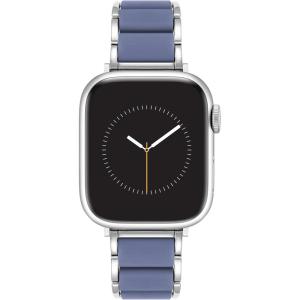 imageAnne Klein Rubberized Fashion Bracelet for Apple Watch Secure Adjustable Apple Watch Replacement Band Fits Most WristsLight BlueSilver