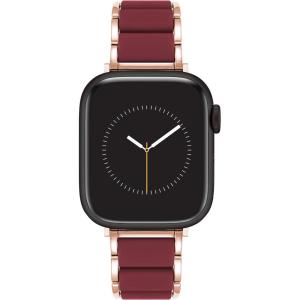 imageAnne Klein Rubberized Fashion Bracelet for Apple Watch Secure Adjustable Apple Watch Replacement Band Fits Most WristsRose GoldBurgundy