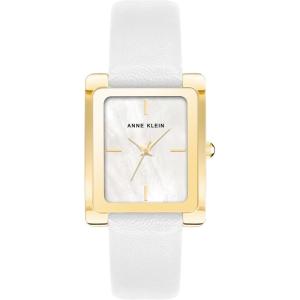 imageAnne Klein Womens Leather Strap WatchMotherofpearlWhiteGold