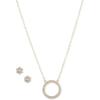 imageAnne Klein Gold Tone Clear Crystal Open Circle 16quot Pendant Necklace And Stud Earrings
