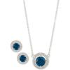 imageAnne Klein Silver Tone Blue Crystal Halo Set 16quot Pendant Necklace and Earrings