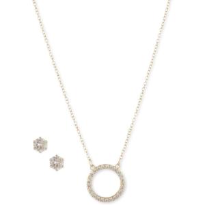 imageAnne Klein Gold Tone Clear Crystal Open Circle 16quot Pendant Necklace And Stud Earrings