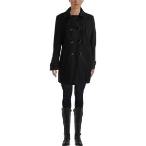 imageAnne Klein Womens Classic Double Breasted Wool CoatBlack