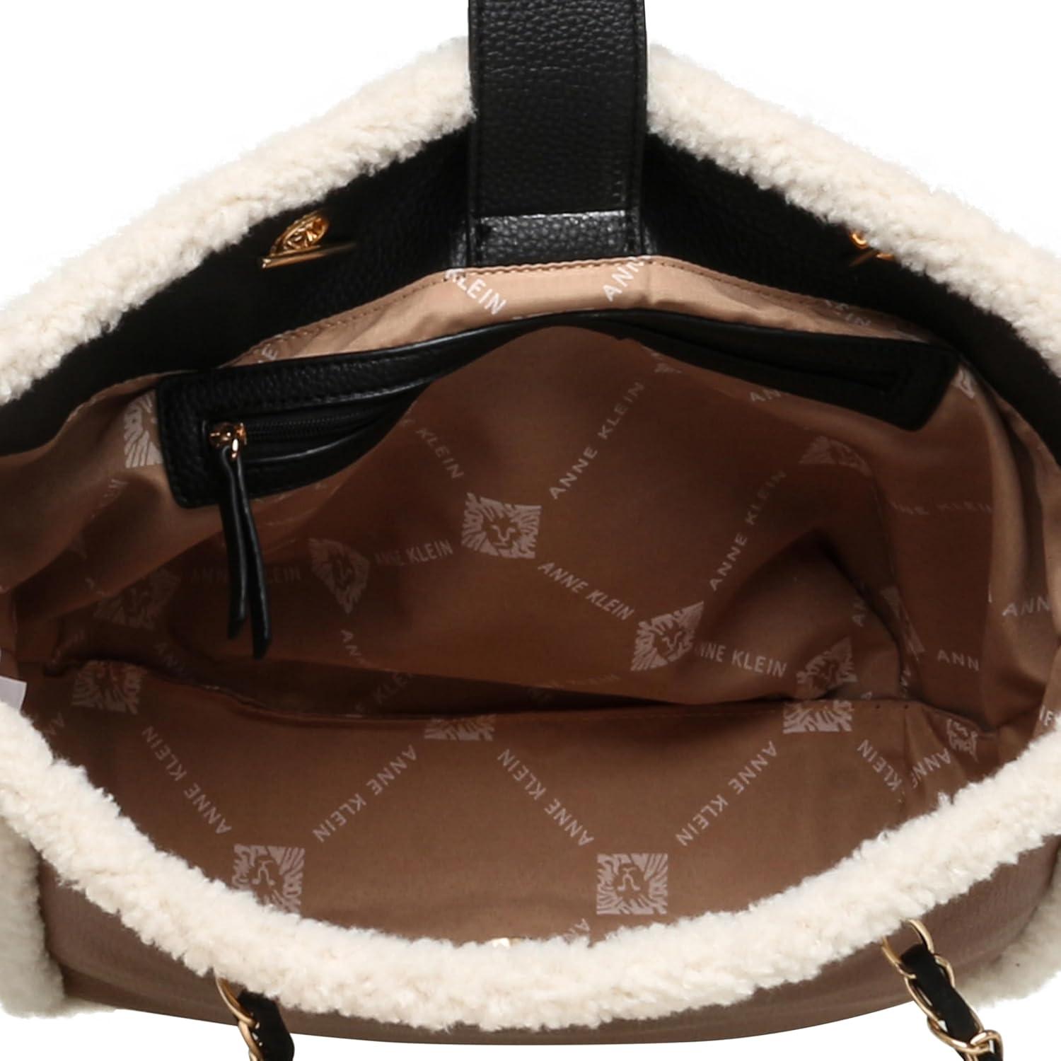 imageAnne Klein NS tote with sherpa and chain detailing