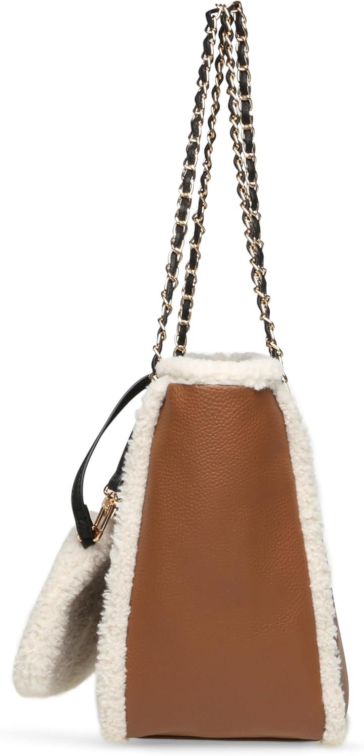 imageAnne Klein NS tote with sherpa and chain detailing