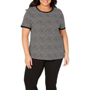 imageAnne Klein Womens Printed Ity Button Back TopAnne BlackLatte