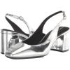 imageAnne Klein Womens Faux Leather Square Toe Slingback HeelsSilver