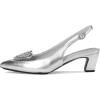 imageAnne Klein Womens Inviting Embellished Faux Suede Slingback HeelsSilver