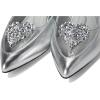 imageAnne Klein Womens Inviting Embellished Faux Suede Slingback HeelsSilver