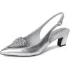 imageAnne Klein Womens Inviting Embellished Faux Suede Slingback HeelsSilver