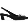 imageAnne Klein Womens Inviting Embellished Faux Suede Slingback HeelsBlack Suede