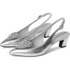 imageAnne Klein Womens Inviting Embellished Faux Suede Slingback HeelsSilver