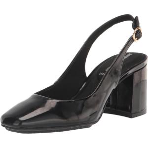 imageAnne Klein Womens Faux Leather Square Toe Slingback HeelsBlack Patent