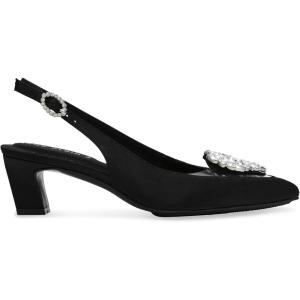 imageAnne Klein Womens Inviting Embellished Faux Suede Slingback HeelsBlack Suede