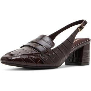 imageAnne Klein Womens Mona Textured Patent Loafer HeelsBrown Croc