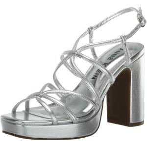 imageAnne Klein Womens Faux Leather Square Toe Block HeelSilver