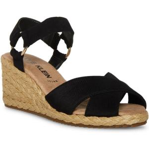 imageAnne Klein Womens KELLIS Ankle Strap Open Toe Wedge SandalsBlack Stretch