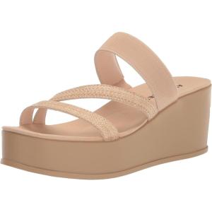 imageAnne Klein Womens Vai Faux Suede Slip On Platform SandalsNatural Raffia