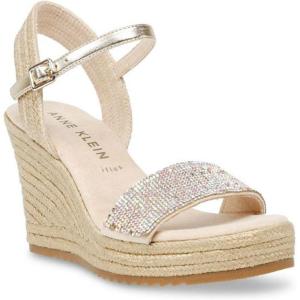 imageAnne Klein Womens Wella Rhinestone Ankle Strap Platform SandalsPlatinum