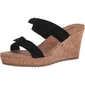 imageAnne Klein Womens Whisper KnotFront Faux Leather Wedge SandalsBlack