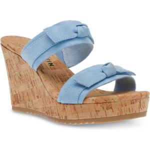 imageAnne Klein Womens Whisper KnotFront Faux Leather Wedge SandalsBlue