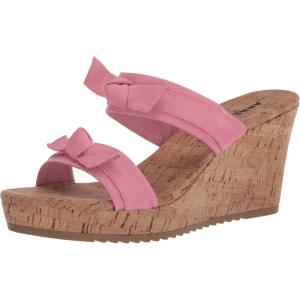 imageAnne Klein Womens Whisper KnotFront Faux Leather Wedge SandalsPink