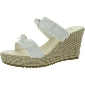 imageAnne Klein Womens Whisper KnotFront Faux Leather Wedge SandalsWhite
