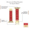 imageAnne Klein Silicone Fashion Bracelet for Apple Watch Secure Adjustable Apple Watch Replacement Band Fits Most WristsRedGold