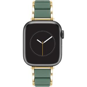 imageAnne Klein Silicone Fashion Bracelet for Apple Watch Secure Adjustable Apple Watch Replacement Band Fits Most WristsGreenGold