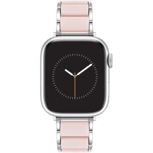 imageAnne Klein Silicone Fashion Bracelet for Apple Watch Secure Adjustable Apple Watch Replacement Band Fits Most WristsPinkSilver