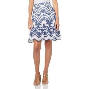 imageAnne Klein Womens Pull on Ruffle Eyelet Skirt LinedBrght WhtSantorini Bl