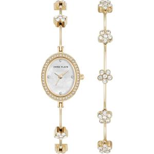 imageAnne Klein Womens Premium Crystal Accented Bangle Watch SetGold