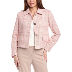 imageAnne Klein Womens Tweed Short JKT with Shirt Collar and FlPeony Pink Multi