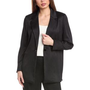 imageAnne Klein Womens Satin Crinkle Notch Collar One Bttn JackAnne Black