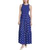 image:imageAnne Klein Smocked Bodice Tiered DressSantorini BlueBrt Wht
