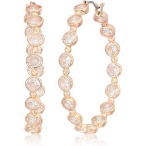 image:imageAnne Klein Womens Crystal 40 Mm Hoop Earrings Rose Gold