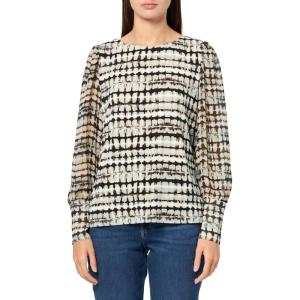 image:imageAnne Klein Womens Printed Ity W Printed Chiffon Bishop SLVAnne Black Multi