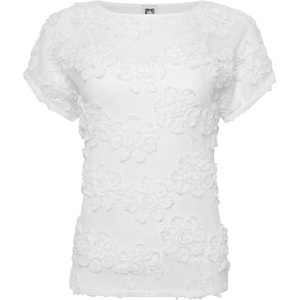 image:imageAnne Klein Womens Grid Soutache Ss Bateau Neckline TeeBright White