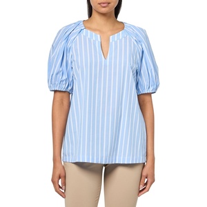 image:imageAnne Klein Womens Vneck Blouse W Raglan Puff SleevesSurf BlueBright White