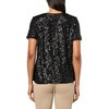 image:imageAnne Klein Womens Sequin Mesh W Triple Mesh Ss Banded TeeAnne Black